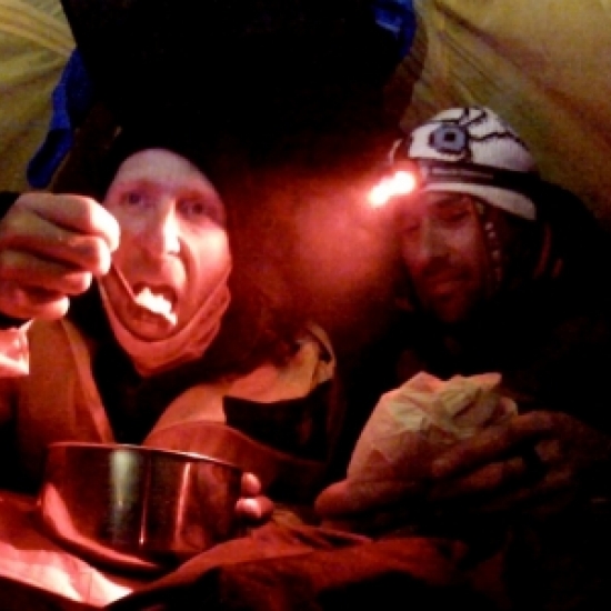 dinner in the tent at -10°