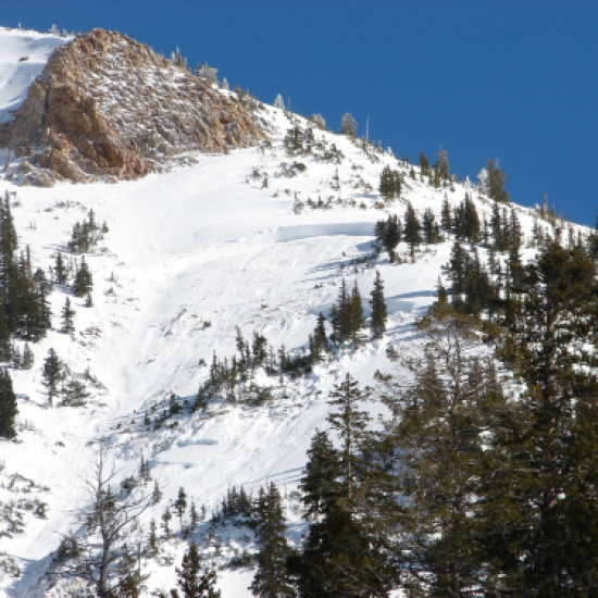 the avalanche crown at the first comp face in snowbird